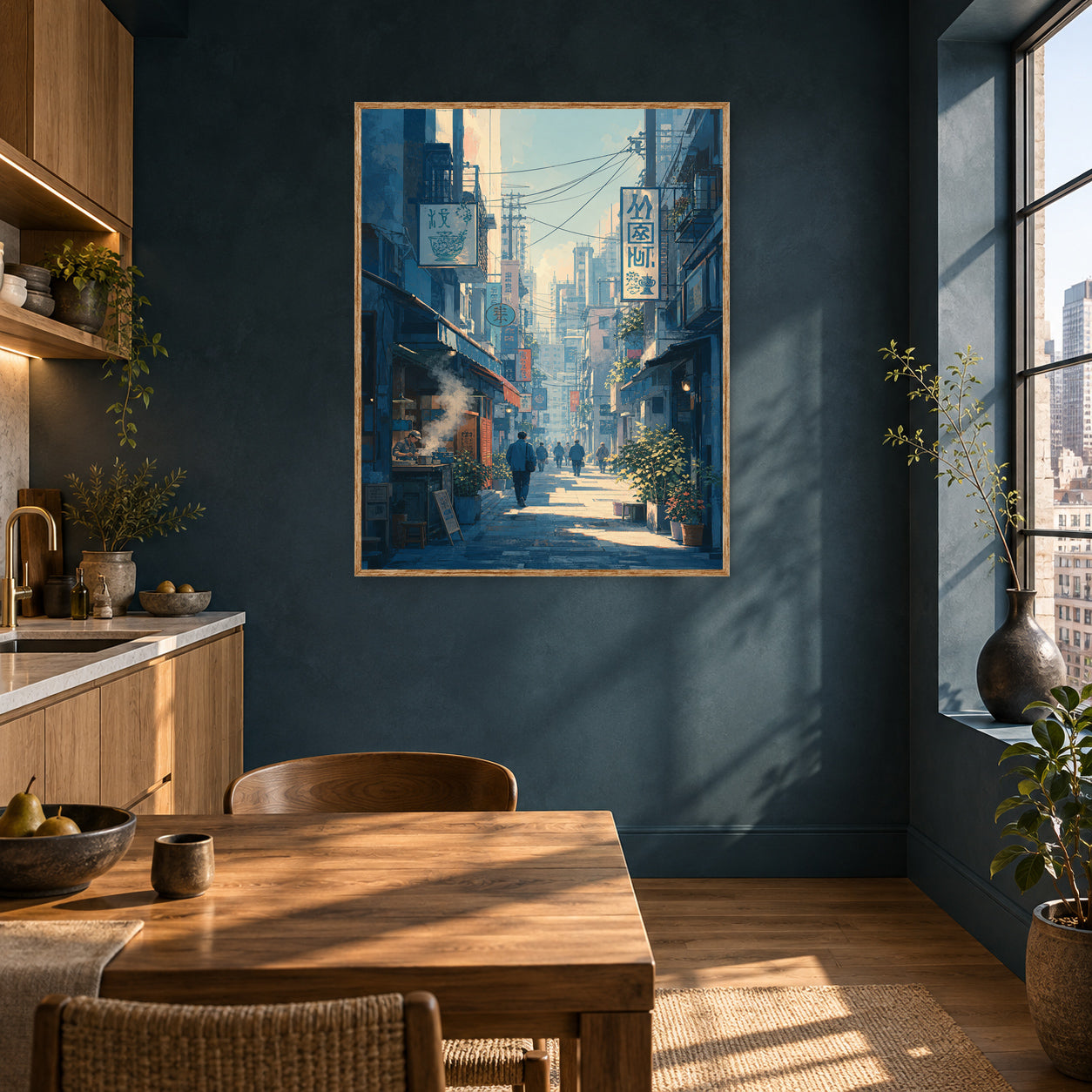Kanda Tokyo Morning Alley Wall Art Print poster room mockup 5
