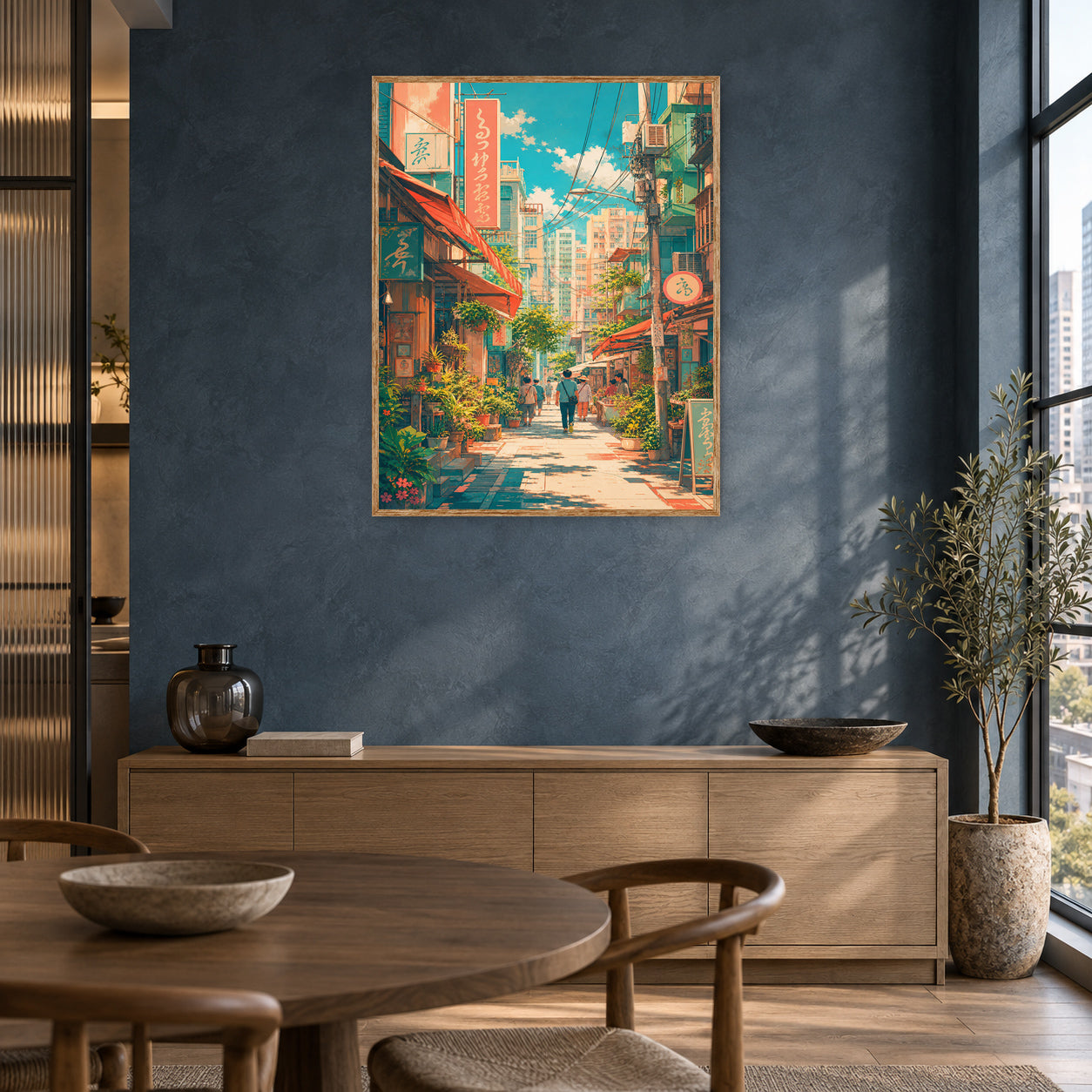 Nakameguro Tokyo Afternoon Shopping Street Wall Art Print poster room mockup 2