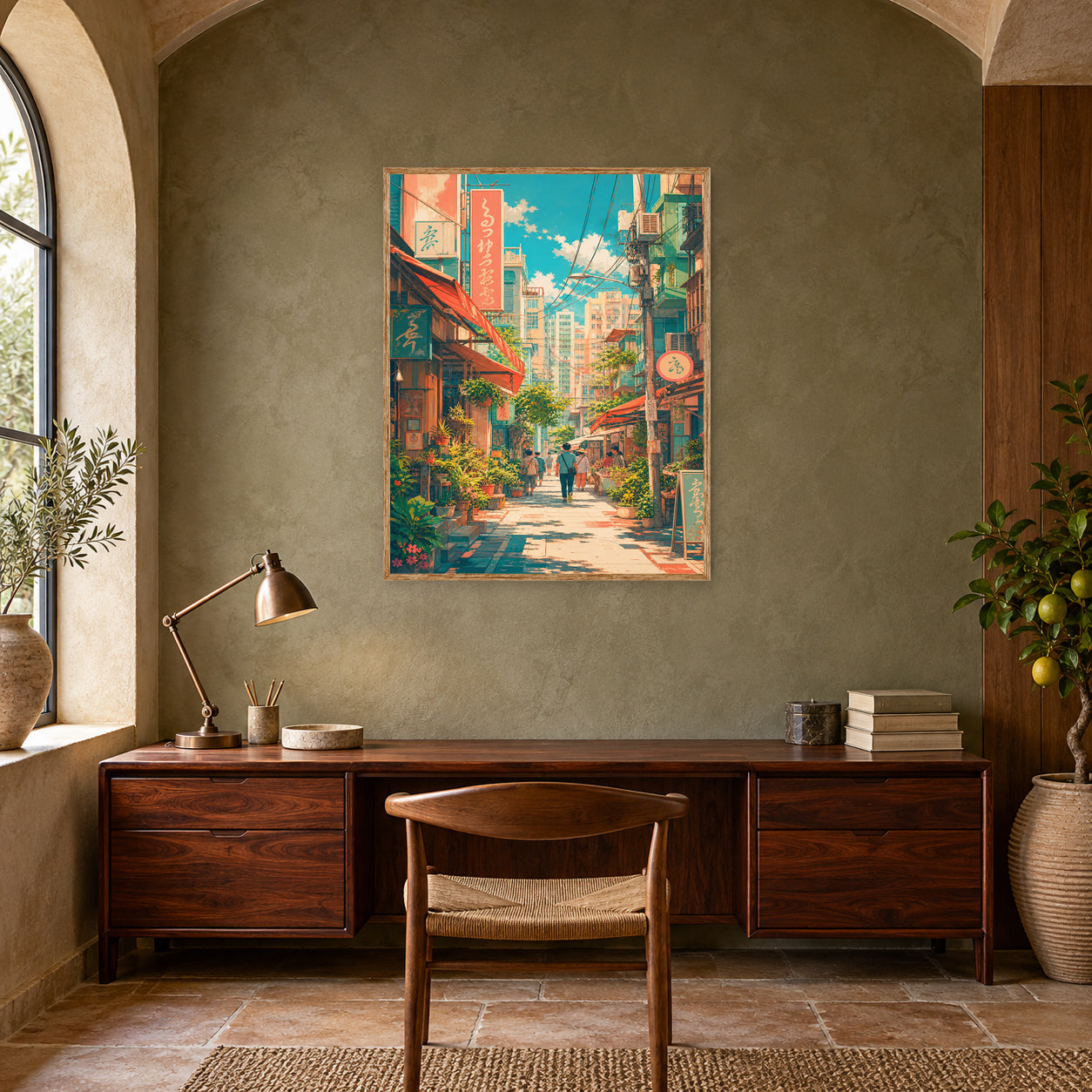 Nakameguro Tokyo Afternoon Shopping Street Wall Art Print poster room mockup 4