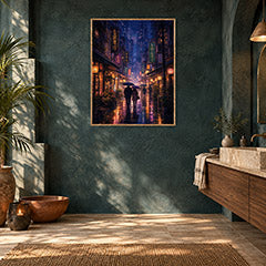 Mong Kok Night Market Rain Wall Art Print poster room mockup 2