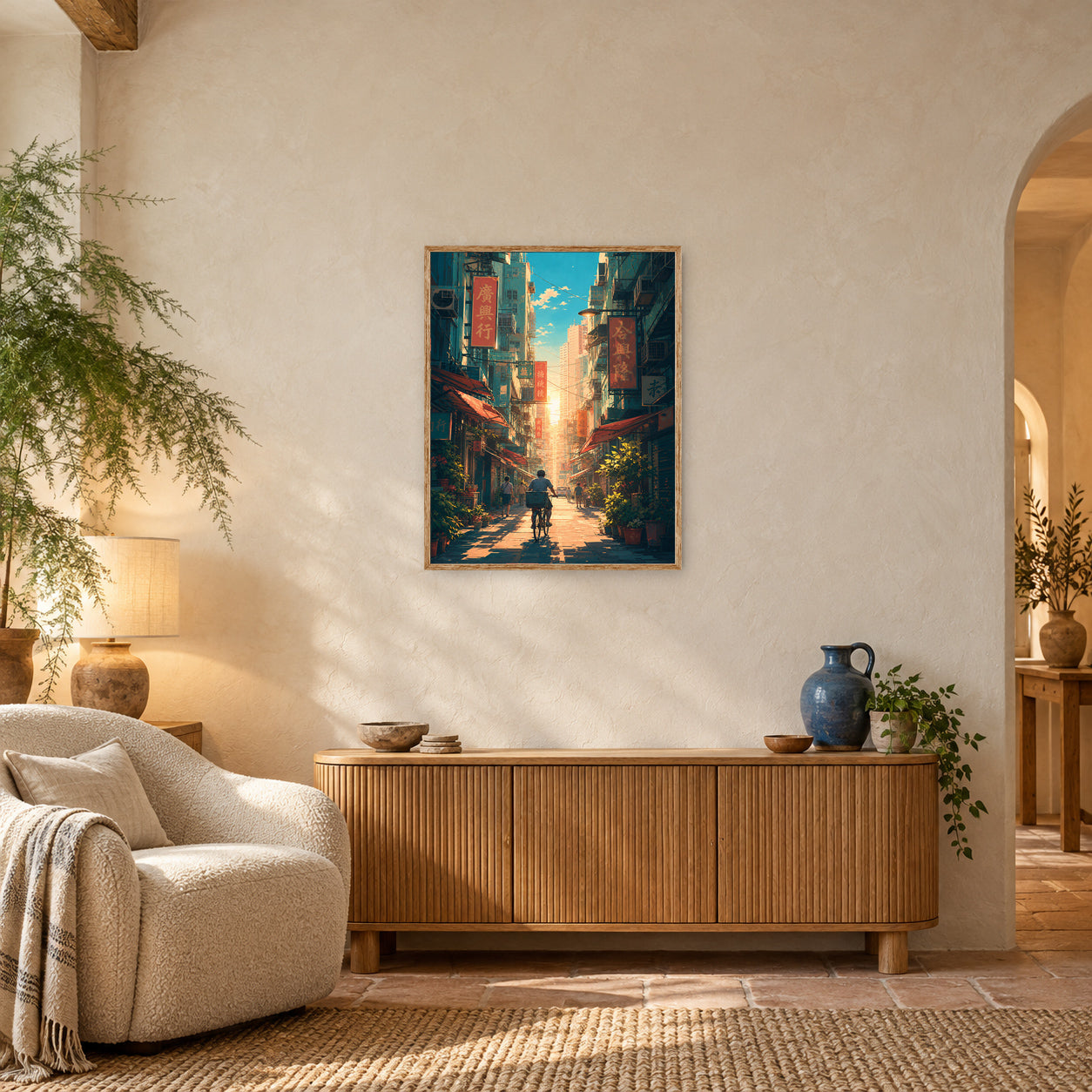 Sham Shui Po Hong Kong Bicycle Street Wall Art Print poster room mockup 3