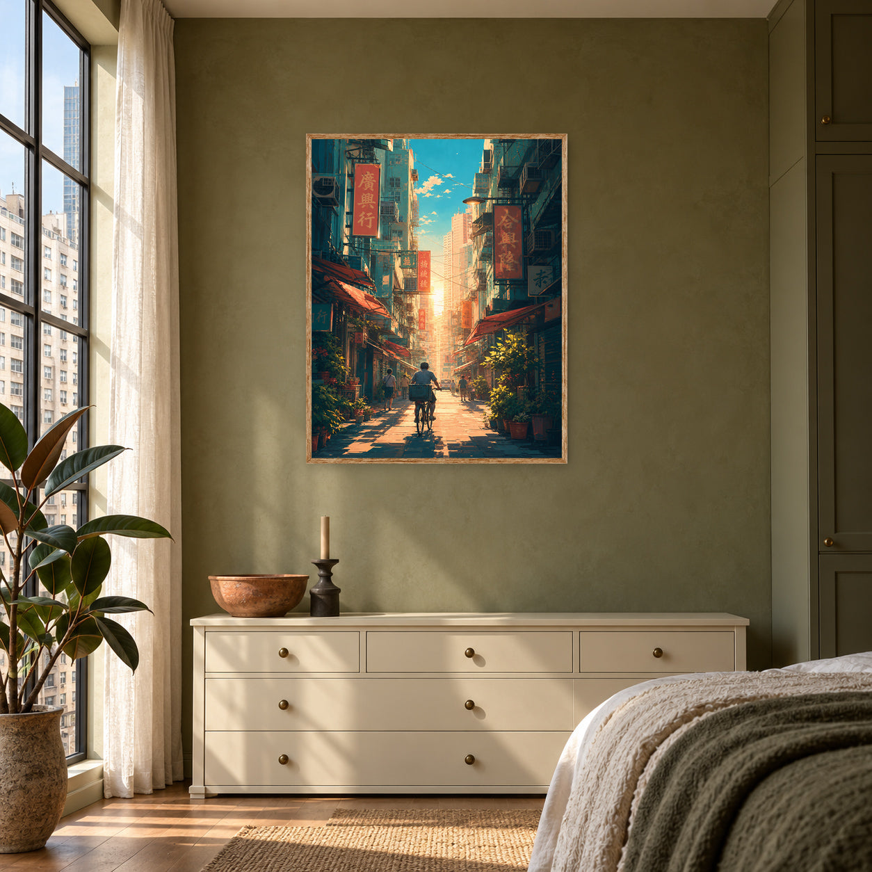 Sham Shui Po Hong Kong Bicycle Street Wall Art Print poster room mockup 4