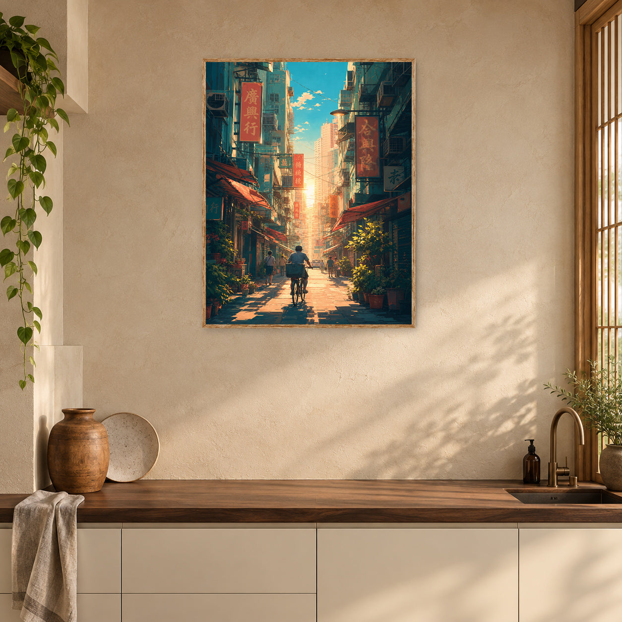 Sham Shui Po Hong Kong Bicycle Street Wall Art Print poster room mockup 5