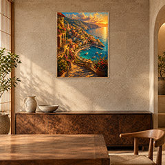 Positano Sunset Coast Wall Art Print poster room mockup 2