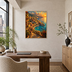 Positano Sunset Coast Wall Art Print poster room mockup 4