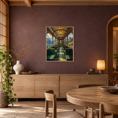 Vintage Train Dining Car Wall Art Print poster room mockup 3
