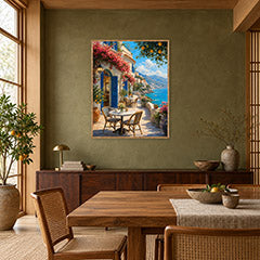 Amalfi Terrace Cafe Wall Art Print poster room mockup 4