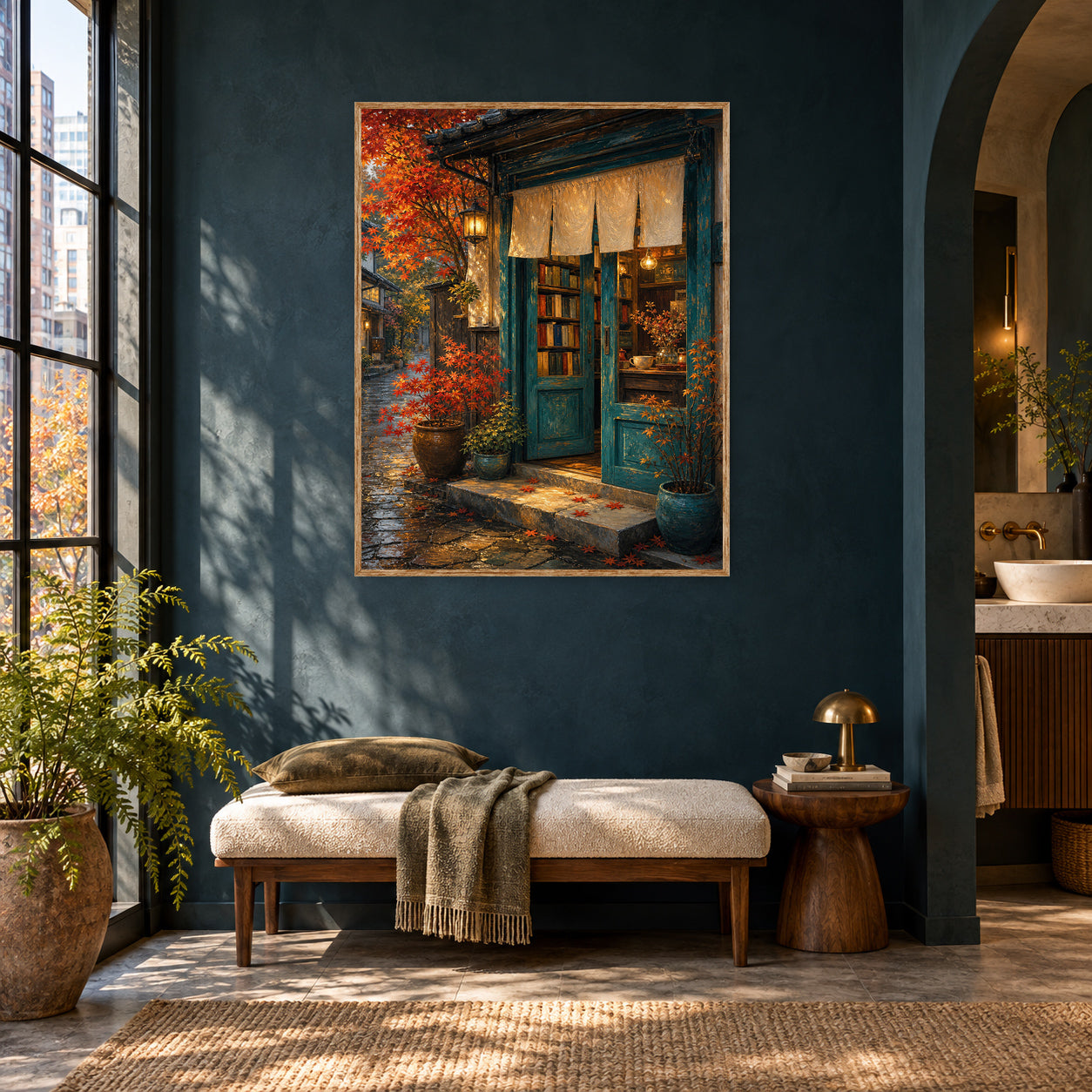 Kyoto Autumn Storefront Wall Art Print poster room mockup 5