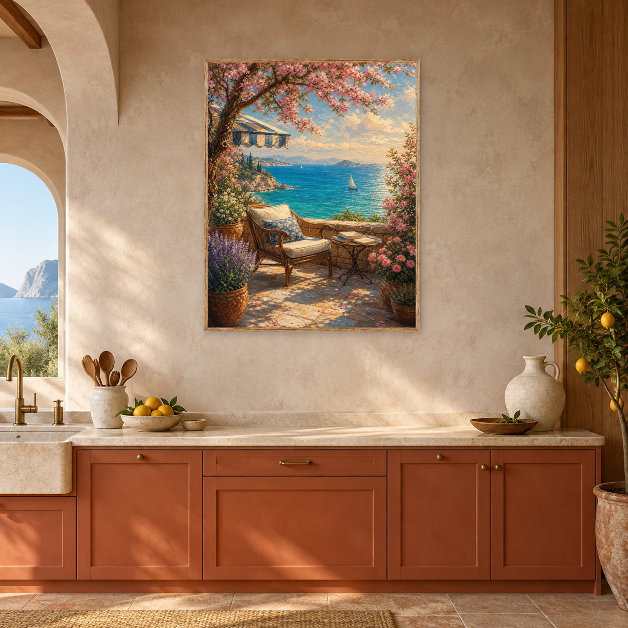 Capri Sea View Terrace Wall Art Print poster room mockup 5
