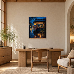 Rainy Paris Corner Cafe Wall Art Print poster room mockup 3