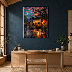 Kyoto Rainy Lantern Street Wall Art Print poster room mockup 5
