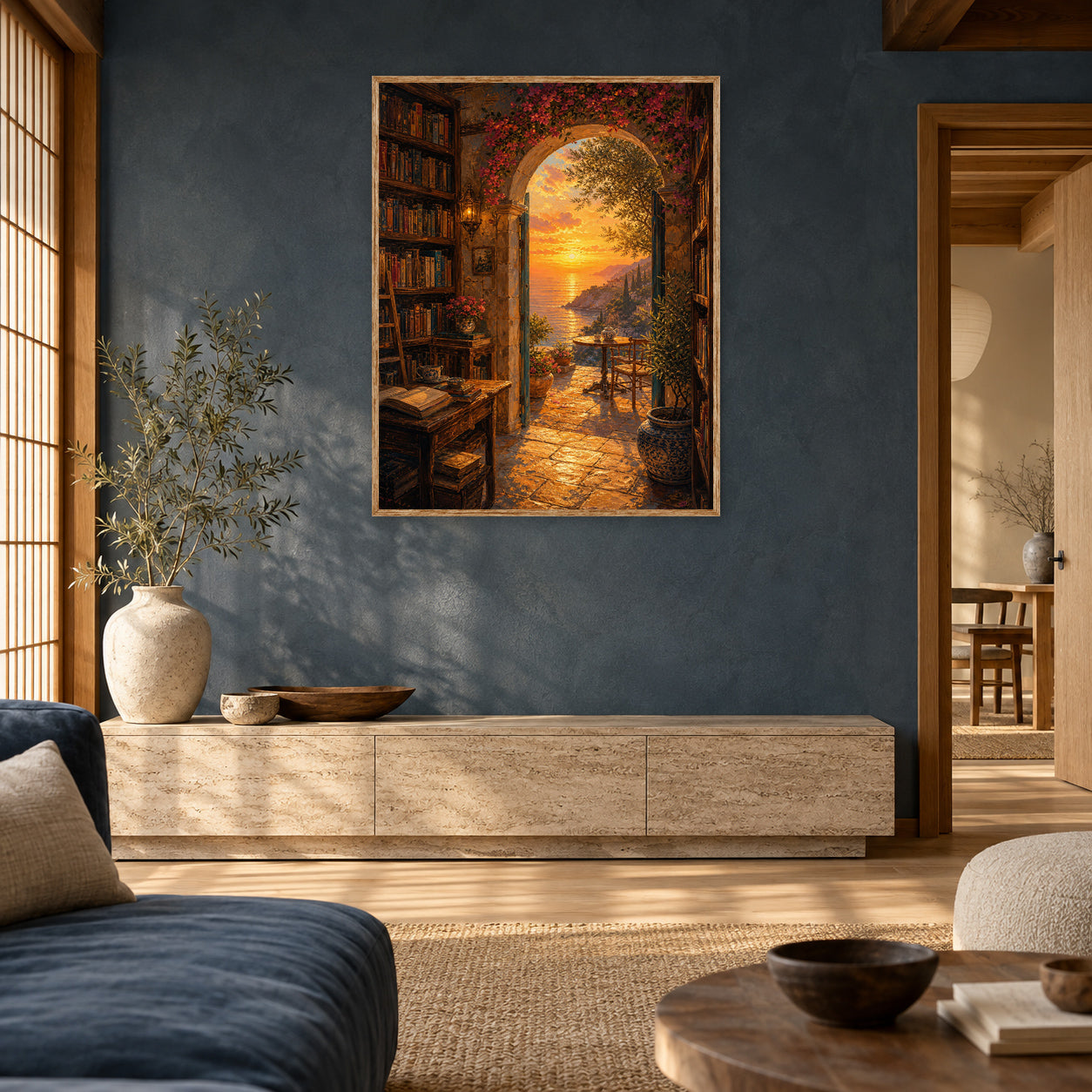 Golden Bookshop Archway Wall Art Print room mockup 2