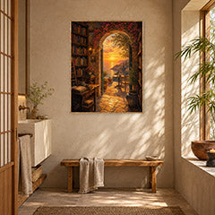 Golden Bookshop Archway Wall Art Print poster room mockup 5