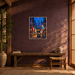 Tokyo Neon Rain Crosswalk Wall Art Print poster room mockup 3