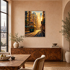 San Francisco Cable Car Sunset Wall Art Print poster room mockup 4
