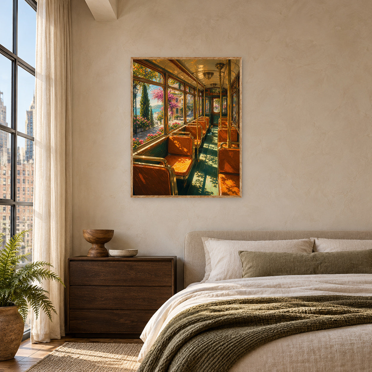 Lake View Vintage Train Car Wall Art Print poster room mockup 4