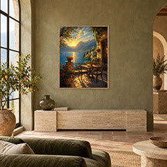 Lake Como Terrace Sunset Wall Art Print poster room mockup 4