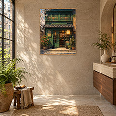 Old Town Green Storefront Wall Art Print poster room mockup 2