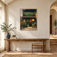 Old Town Green Storefront Wall Art Print poster room mockup 4