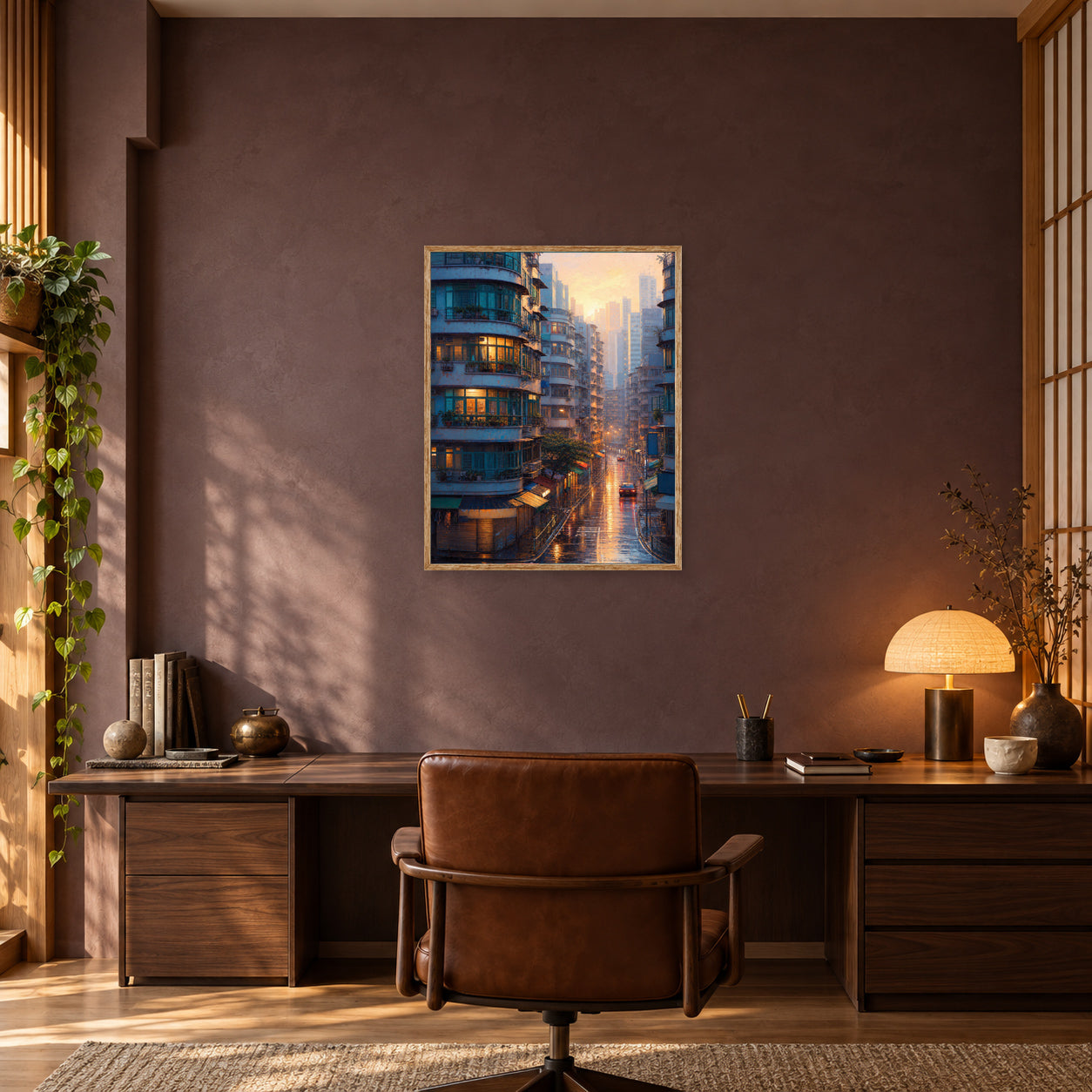 Hong Kong Apartment Sunrise Wall Art Print poster room mockup 3