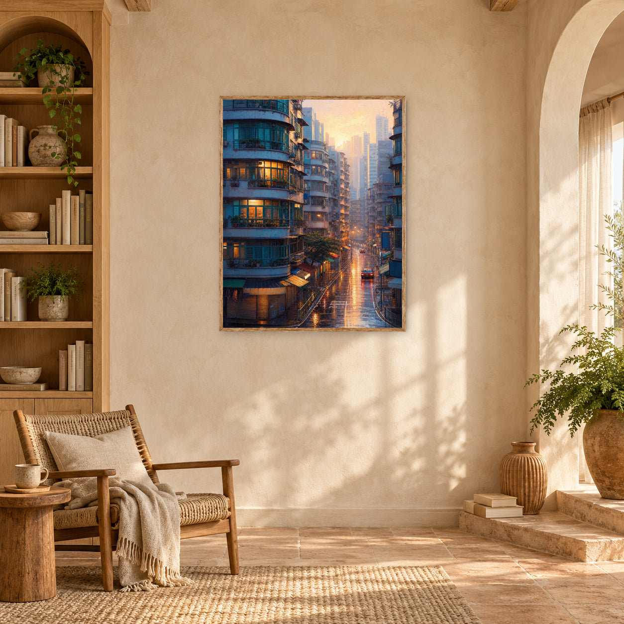 Hong Kong Apartment Sunrise Wall Art Print poster room mockup 4