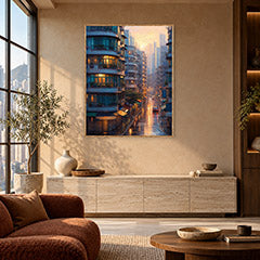 Hong Kong Apartment Sunrise Wall Art Print poster room mockup 5