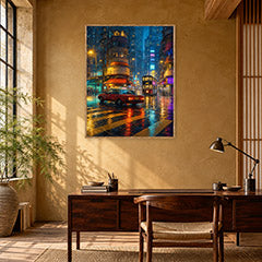 Kowloon Blue Hour Tram Street Wall Art Print poster room mockup 5