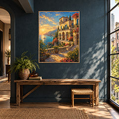 Tuscan Hillside Villa Garden Wall Art Print poster room mockup 5