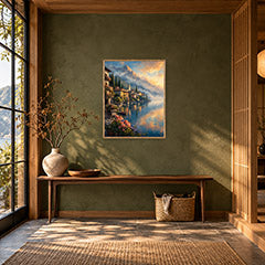 Lake Como Flower Balcony Wall Art Print poster room mockup 3