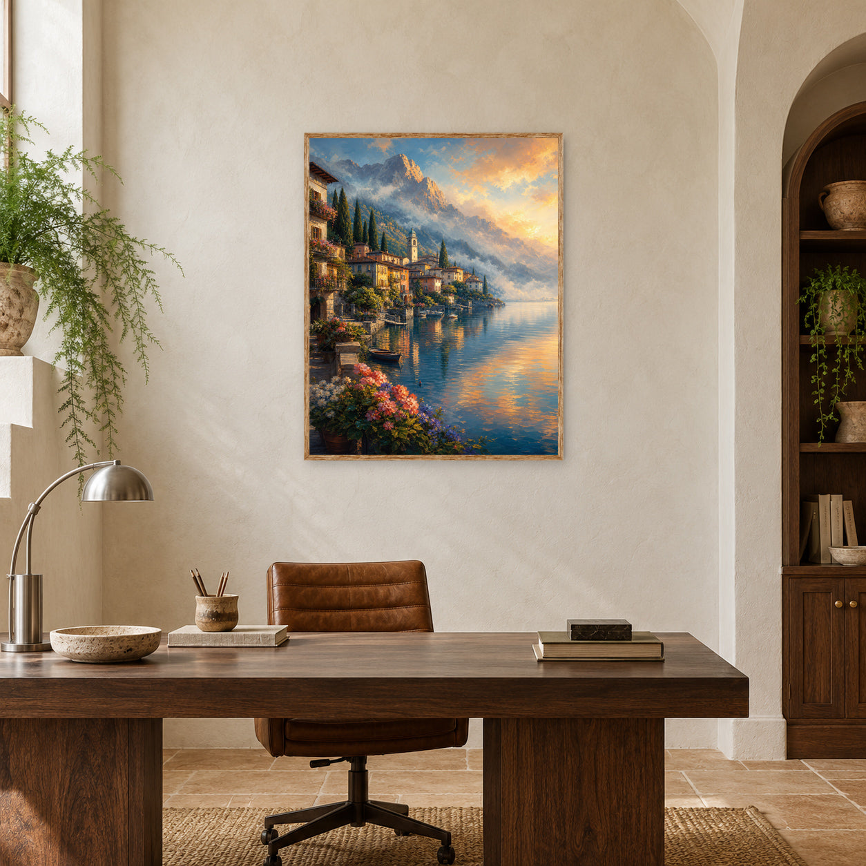 Lake Como Flower Balcony Wall Art Print poster room mockup 4