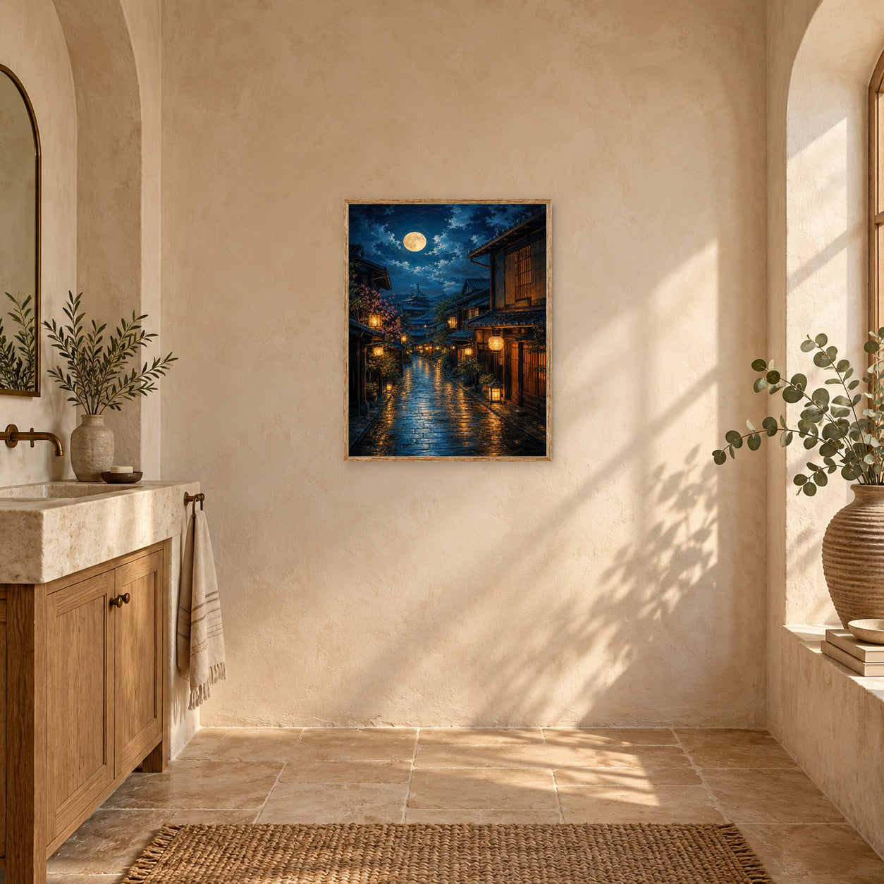 Amsterdam Canal Rainy Night Wall Art Print poster room mockup 3