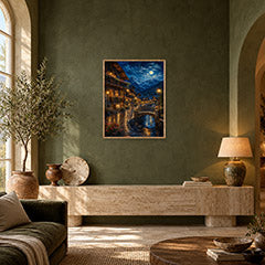 Venice Moonlit Canal Bridge Wall Art Print poster room mockup 3