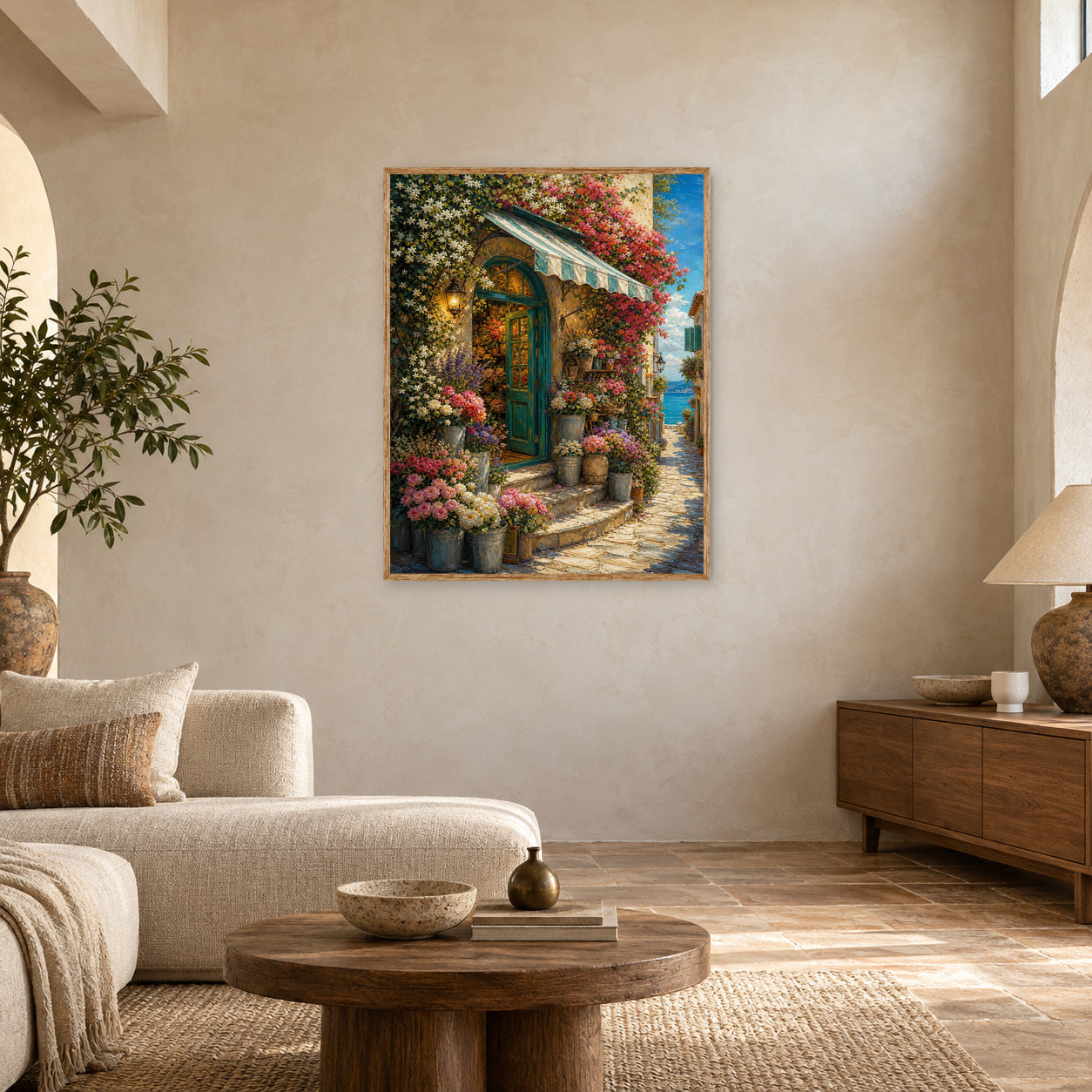 Blooming Cottage Doorway Wall Art Print poster room mockup 4