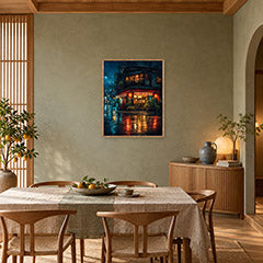 Blue Rain Corner Bistro Wall Art Print poster room mockup 3
