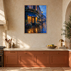 Blue Hour Flower Shop Street Wall Art Print poster room mockup 2