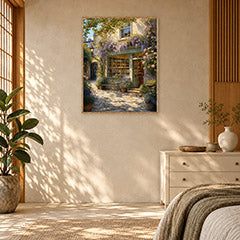 Blooming Stone Cottage Garden Wall Art Print poster room mockup 2