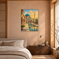 Istanbul Courtyard Mosque Sunset Wall Art Print poster room mockup 4