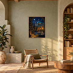 Moonlit Istanbul Courtyard Wall Art Print poster room mockup 3