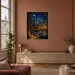 Moonlit Istanbul Courtyard Wall Art Print poster room mockup 4