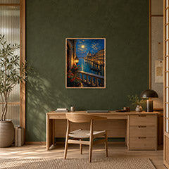 Venice Balcony Canal Moonlight Wall Art Print poster room mockup 3