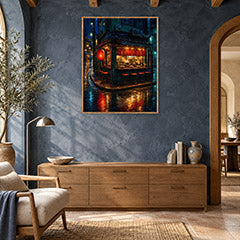 Red Lantern Night Corner Shop Wall Art Print poster room mockup 2