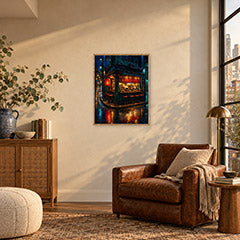 Red Lantern Night Corner Shop Wall Art Print poster room mockup 3