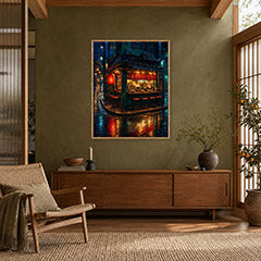 Red Lantern Night Corner Shop Wall Art Print poster room mockup 4