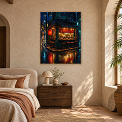 Red Lantern Night Corner Shop Wall Art Print poster room mockup 5