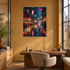 Neon Rain Market Street Wall Art Print poster room mockup 5