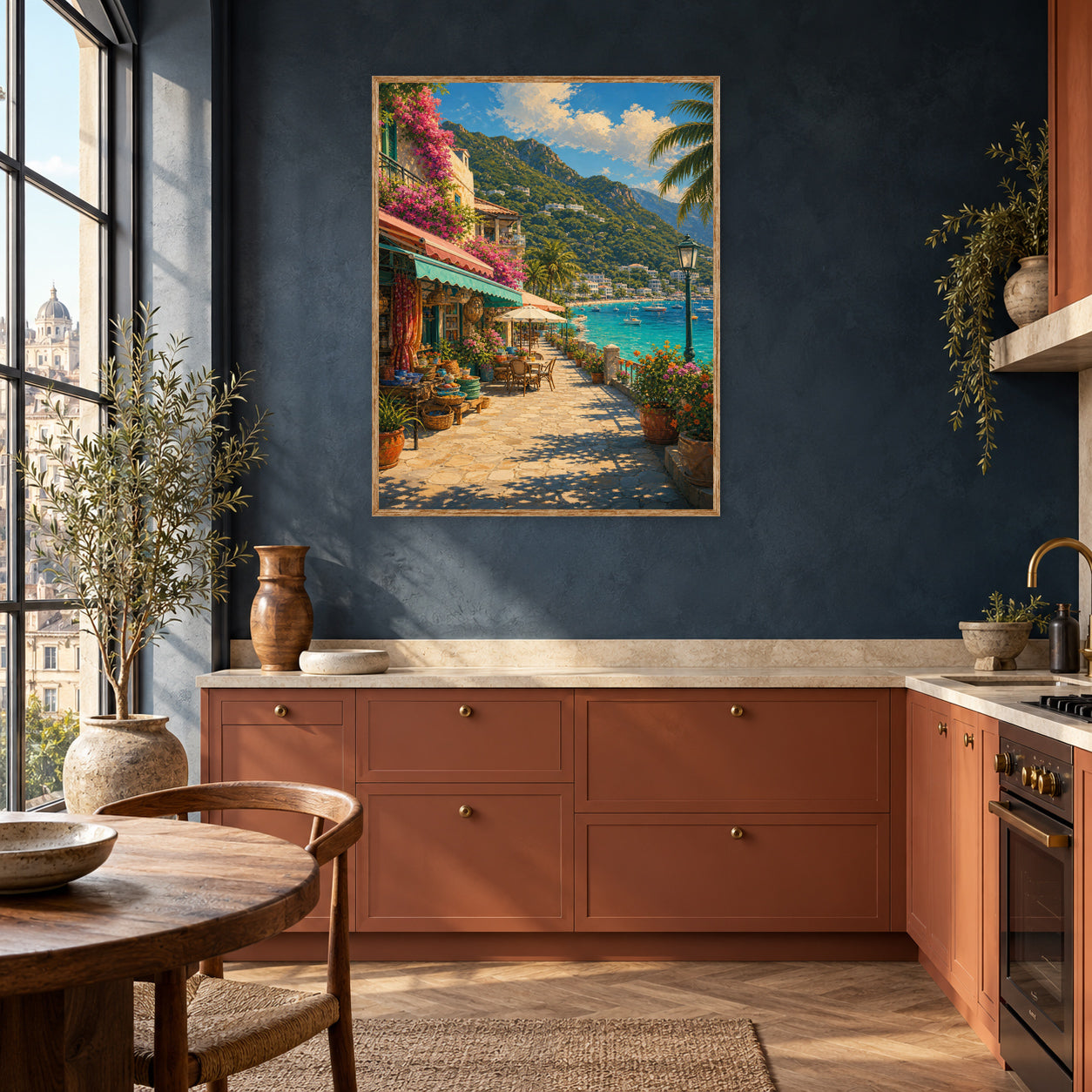 Riviera Flower Promenade Wall Art Print poster room mockup 2