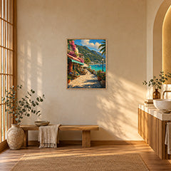 Riviera Flower Promenade Wall Art Print poster room mockup 3