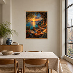 Sunset Cove Lounge Terrace Wall Art Print poster room mockup 4