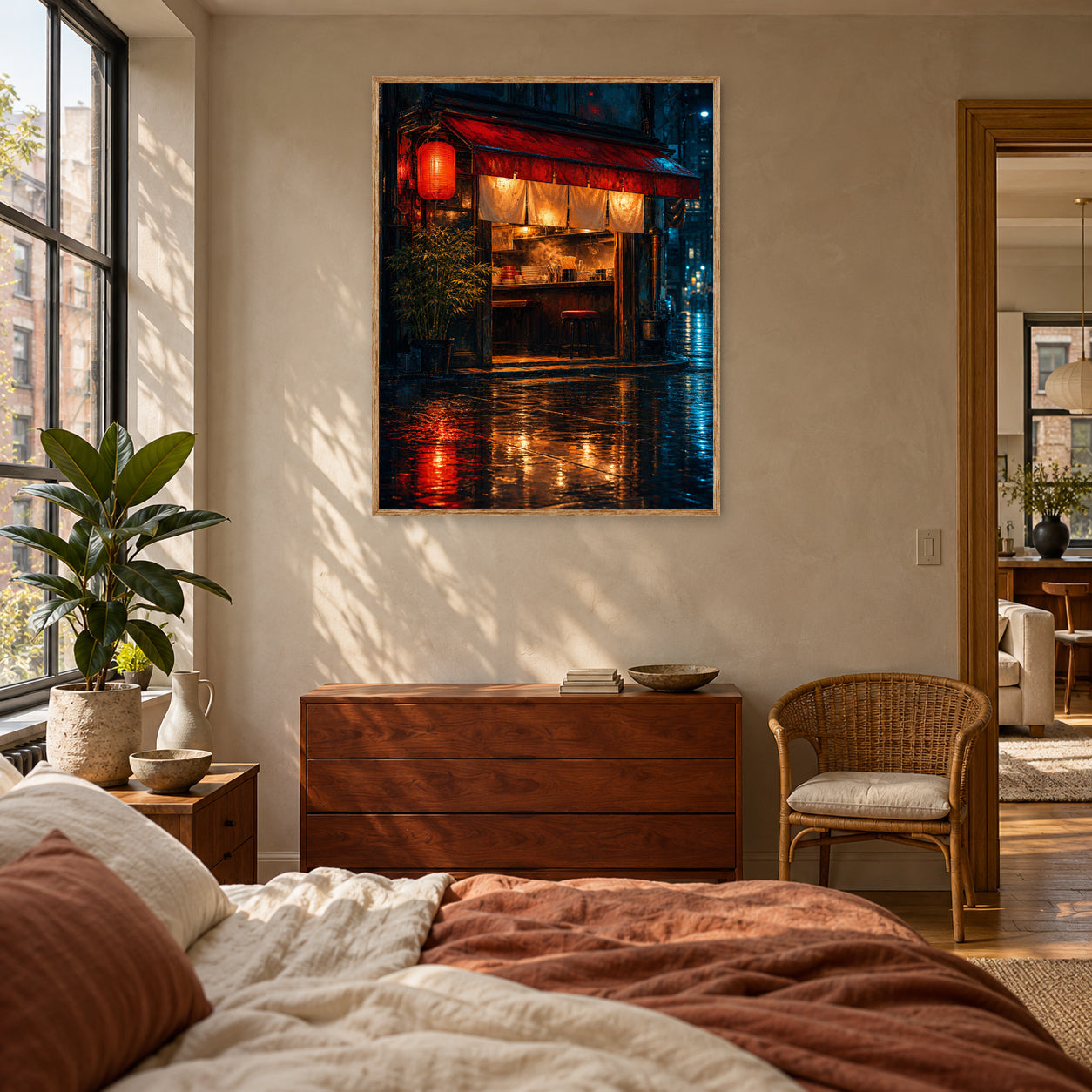 Red Lantern Rain Noodle Bar Wall Art Print poster room mockup 2