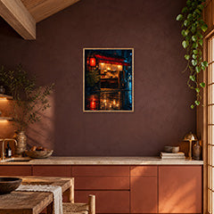 Red Lantern Rain Noodle Bar Wall Art Print poster room mockup 3